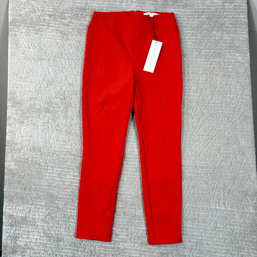Veronica Beard‎ Honolulu Pant Flame Red High Rise Slim Leg Trousers Size 2 NEW